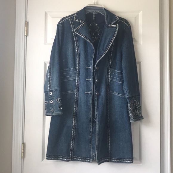 Zenim Jackets & Blazers - Zenim Denim Blue Top Coat Jacket